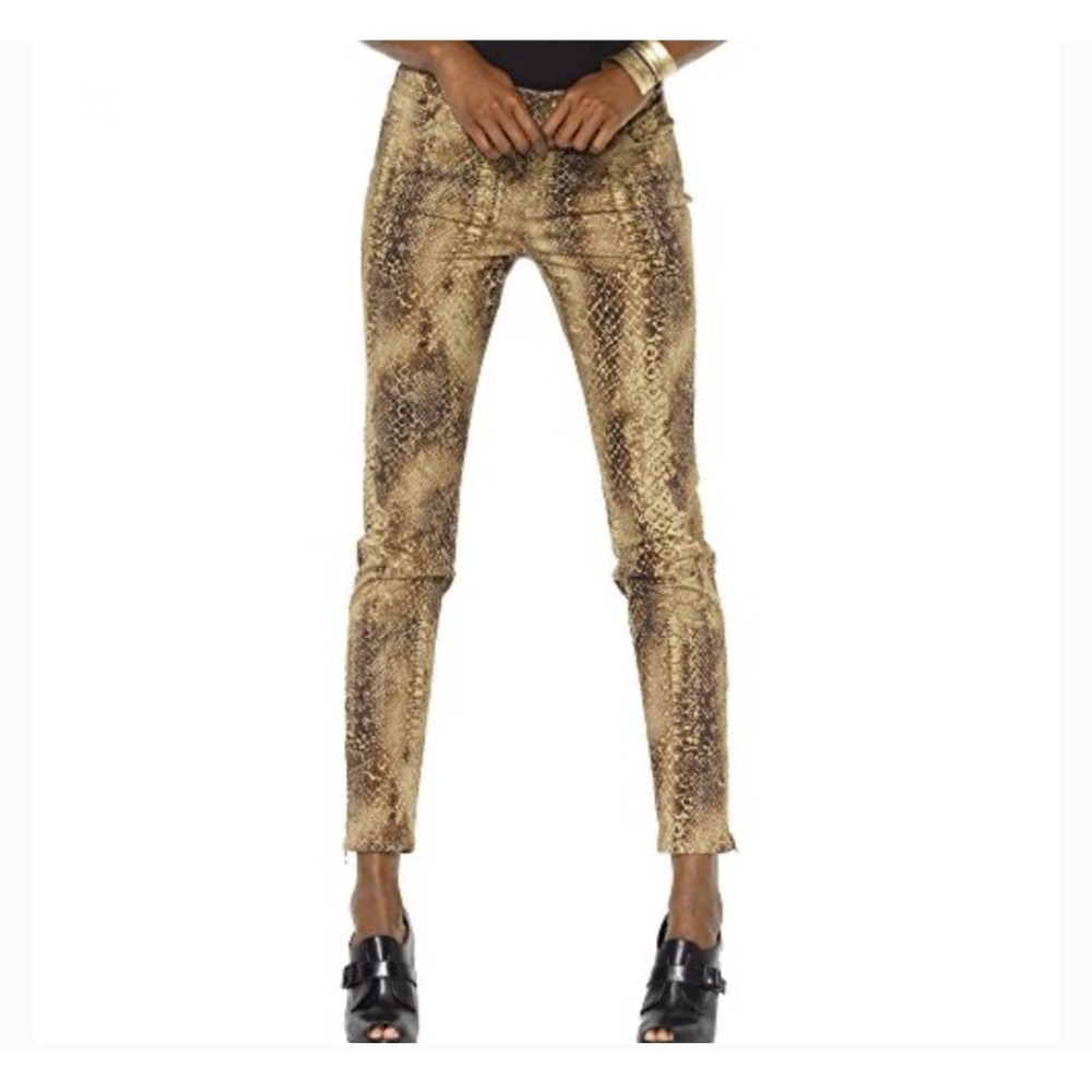 Lauren Ralph Lauren Gold-Brown Snake-Print Straight Leg Pants